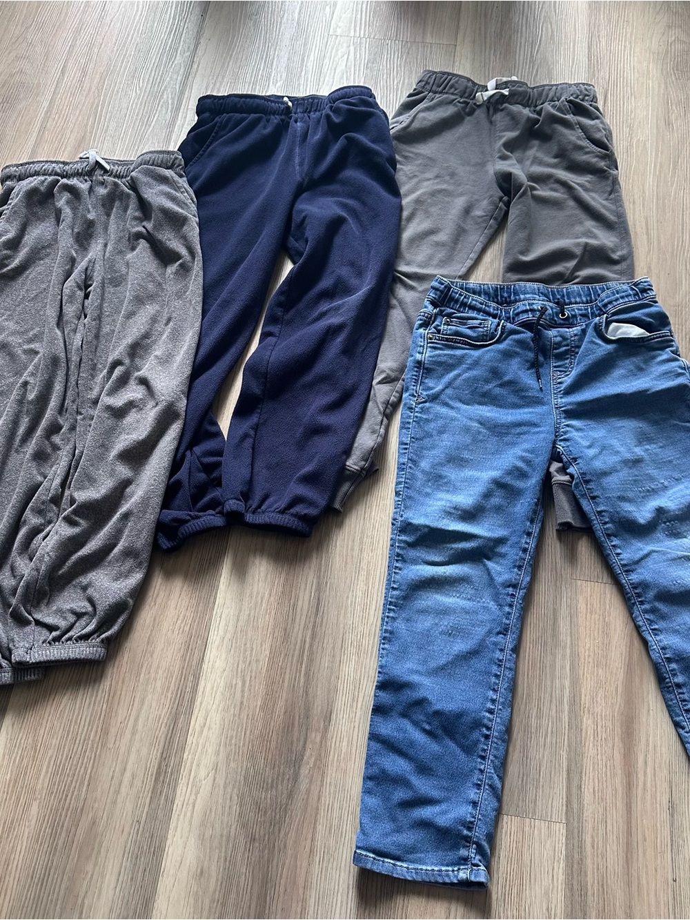 Kids Boys Pants Bundle - Navy, Light Gray, Charcoal, Denim fleece cotton 12